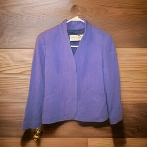 Vintage DONCASTER Wool Blazer Jacket Women Small Purple Lavender Open Front